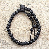 Wood beaded stretch bracelet,