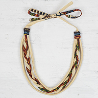 Cotton torsade necklace, 'Braided Grace' - Cotton Tie Back African Print Braided Torsade Necklace