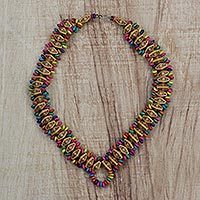 Beaded wood necklace,