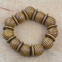 Wood beaded stretch bracelet,