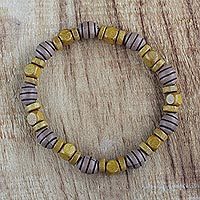 Wood beaded stretch bracelet,