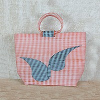 Recycled plastic tote handbag,