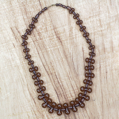 Wood and recycled plastic beaded necklace, Adeshi Brown