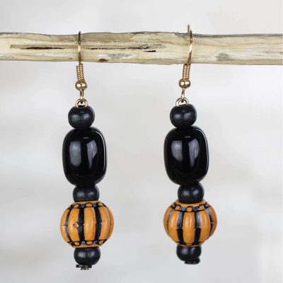Recycled glass and plastic dangle earrings, Divine Harvest