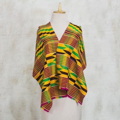 Cotton blend kente cloth shawl, Kente Mood