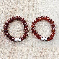 Recycled glass bead stretch bracelets,