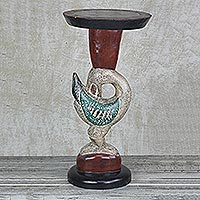 Wood accent table, 'Supporting Sankofa' - Cedar Wood Sankofa Accent Table from Ghana