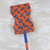 Cotton and wood fan, 'Blue Bundles' - Blue and Orange Cotton and Wood Long Fan from Ghana (image 2b) thumbail