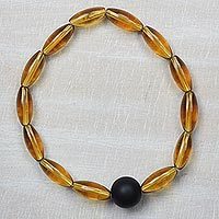 Recycled glass beaded stretch bracelet,