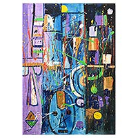 World Peace Project painting, 'Peace' - Multicolored Signed Abstract Painting from Ghana