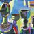'Home Sweet Home' - Colorful Signed Expressionist Painting from Ghana (image 2b) thumbail