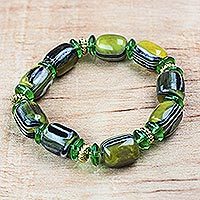 Recycled plastic beaded stretch bracelet,