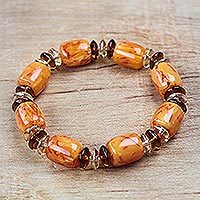 Recycled plastic beaded stretch bracelet,