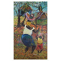 'Granny Up Bring' - Signed Impressionist Painting of a Ghanaian Grandma