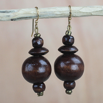 Wood dangle earrings, Casually Elegant