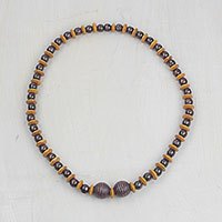 Wood beaded necklace,