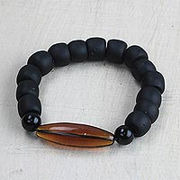 Recycled glass beaded stretch bracelet, 'My Dream' - Recycled Glass Beaded Stretch Bracelet from Ghana