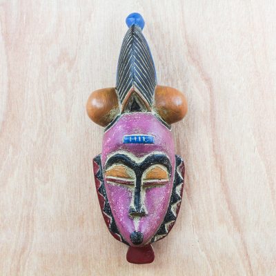 African wood mask, Pink Dinwoga