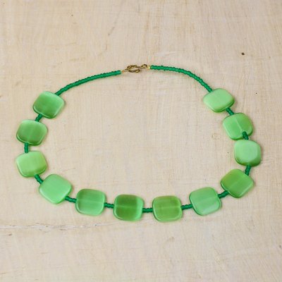 Recycled glass beaded necklace, Love For Green