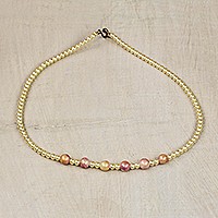 Recycled glass beaded necklace,