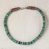 Recycled plastic beaded necklace,