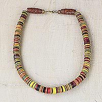 Recycled plastic beaded necklace,