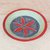 Aluminum and wood decorative bowl, 'Red Petals' - Aluminum and Wood Decorative Bowl from Ghana thumbail