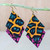 Cotton dangle earrings, 'Colorful Nkabom' - Diamond-Shaped Cotton Dangle Earrings from Ghana thumbail