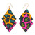 Cotton dangle earrings, 'Colorful Nkabom' - Diamond-Shaped Cotton Dangle Earrings from Ghana (image 2a) thumbail