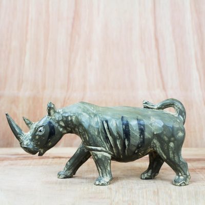 Wood sculpture, Green Rhino