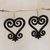 Ebony wood dangle earrings, 'Odo Yede' - Heart and Home Motif Ebony Wood Dangle Earrings from Ghana (image 2) thumbail
