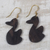 Ebony wood dangle earrings, 'Duck Duo' - Handcrafted Duck Ebony Wood Dangle Earrings from Ghana (image 2b) thumbail