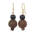 Recycled glass beaded dangle earrings, 'Renewed Strength' - Brown-Black Recycled Glass and Plastic Bead Dangle Earrings (image 2a) thumbail