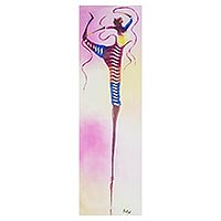 'Upright' - Signed Expressionist Painting of a Ballet Dancer from Ghana