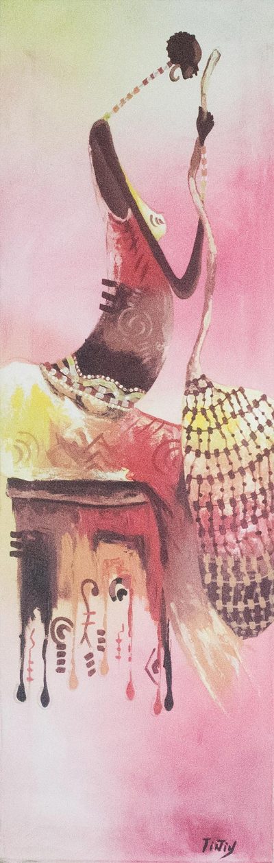 'Brown Shades' - Signed Expressionist Painting of a Woman from Ghana