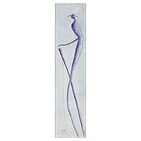 'Organize Sound II' - Signed Expressionist Painting of a Walking Figure from Ghana