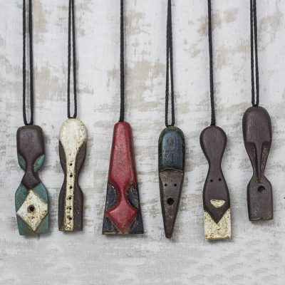 Wood ornaments, Akurgu Masks (set of 6)