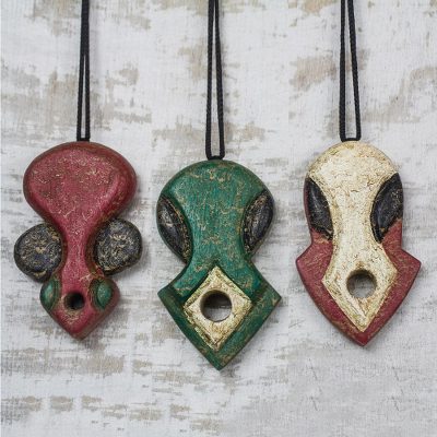 Wood ornaments, Punu Masks (set of 3)