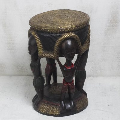 Brass and wood stool, Uplifting Unity