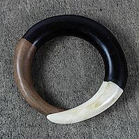 Ebony and bone bangle bracelet,
