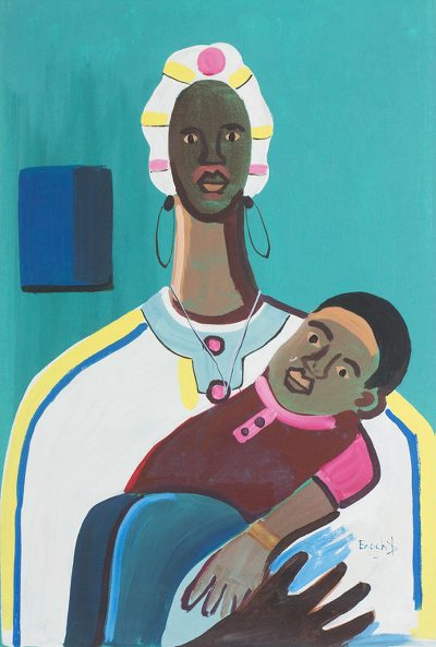 'I Never Thought of It' - Expressionist Mother and Child Painting from Ghana