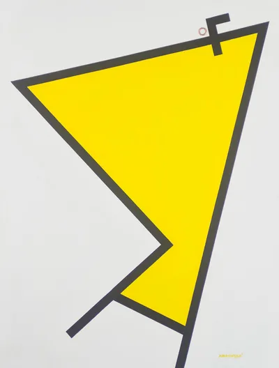 'French Africa' - Signed Abstract Painting in Yellow from Ghana