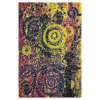 'Ready to Purify' - Signed Circle Motif Abstract Painting from Ghana