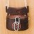 Recycled glass beaded wood sling, 'Gye Nyame Companion' - Gye Nyame-Themed Recycled Glass Beaded Wood Sling from Ghana thumbail