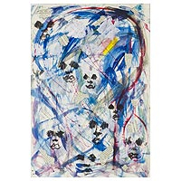'The Wind Person II' - Signed Expressionist Abstract Painting from Nigeria