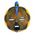 African wood mask, 'Traditional Print I' - African Wood Mask with Printed Motif on Cotton from Ghana (image 2a) thumbail