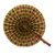 Cotton fan, 'Mesmerizing Circles' - Printed Cotton and Leather Fan Crafted in Ghana (image 2a) thumbail
