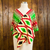 Cotton blend kente shawl, 'Akan Blessing' (3 strips) - Three Strips Handwoven Green and Red African Kente Shawl thumbail