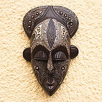 African wood mask, 'Eye of Asantewaa' - African Wood Mask Inspired by Queen Asantewaa from Ghana