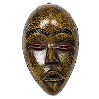 African wood mask, 'Dan Face' - Dan-Style Patterned African Wood Mask from Ghana